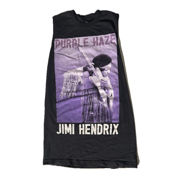 Jimi Hendrix Purple Haze Vintage Cut-Off Sleeveless Band Tee Black Size S - Picture 1 of 7